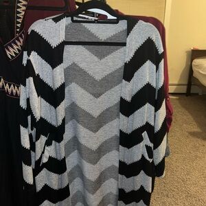 Chevron Pattern Black and Gray Women's Sweater